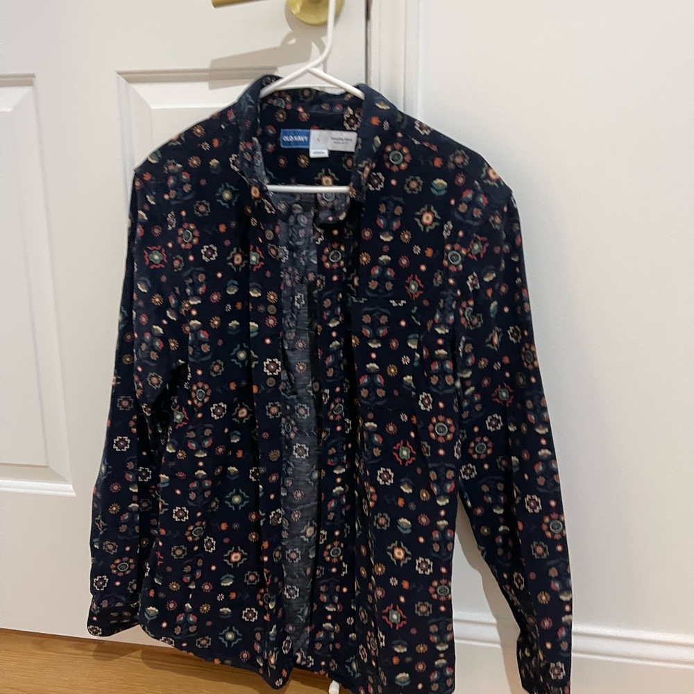 Old Navy Navy Floral Print Shirt